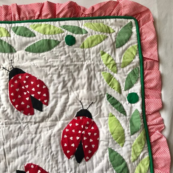 Vintage Britannica Home Fashions Ladybug Standard Pillow Sham Quilted 26" X 20" - Picture 4 of 16